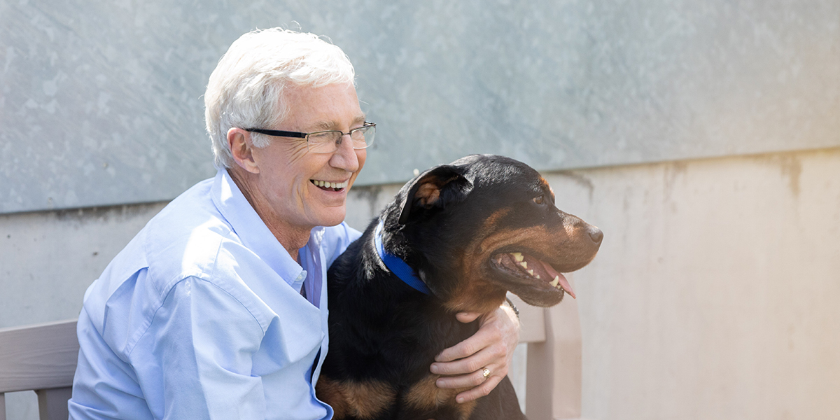 Paul O'Grady with Battersea Dog