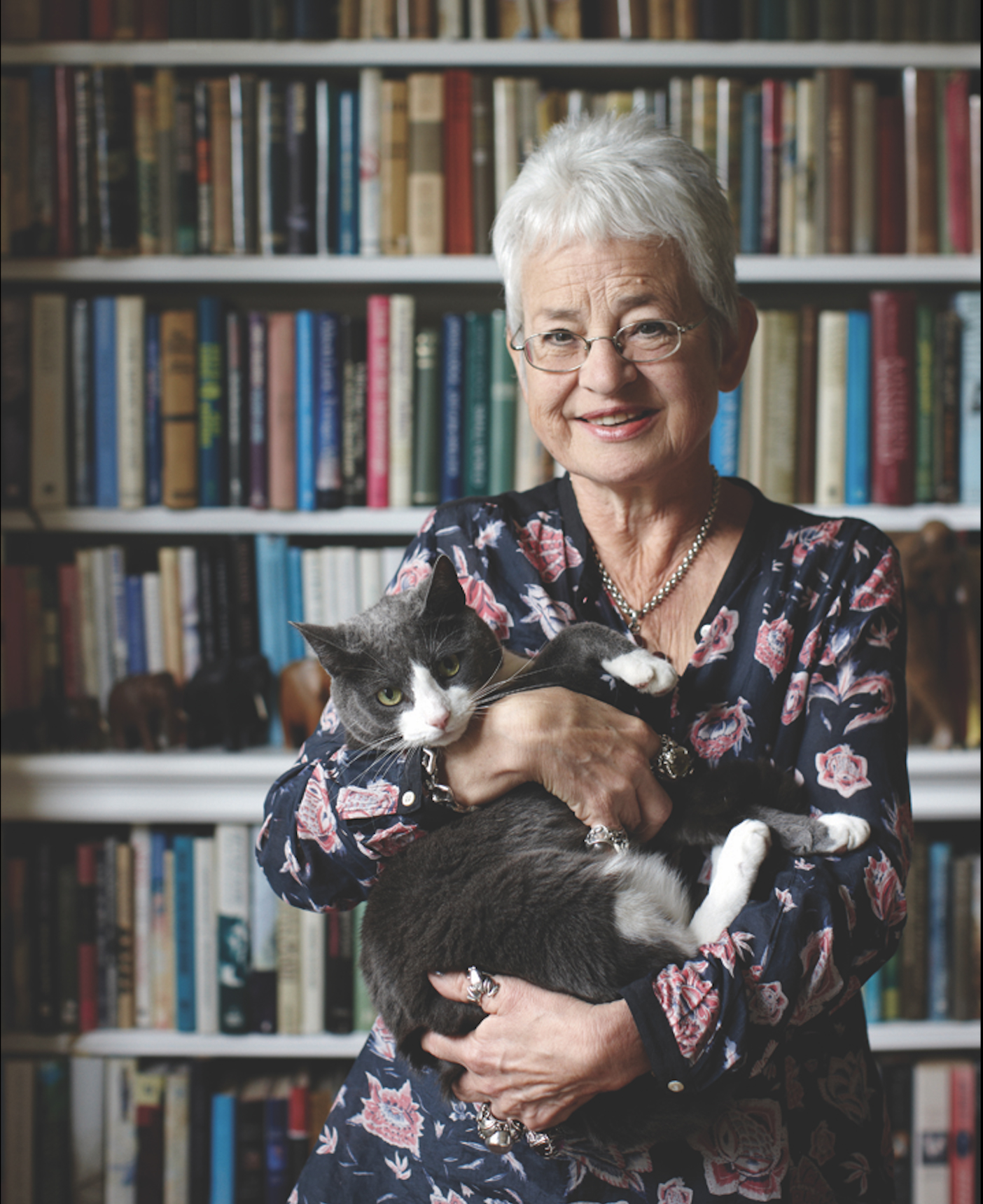 Dame-Jacqueline-Wilsona with her Battersea cat