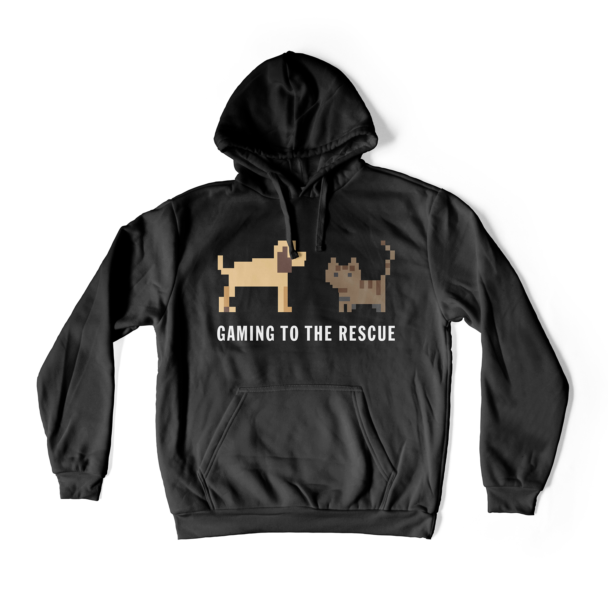 Gaming to the rescue branded hoodie in black